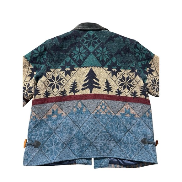 Katy D Kathryn Deene Blanket Coat Toggle Wool Blend Mountain Print Sz 22/24 - Picture 6 of 14
